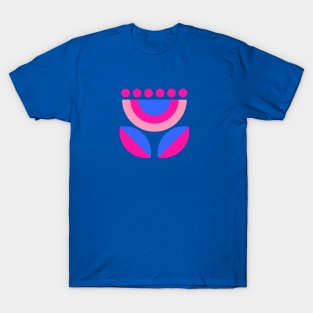 Minimalist Floral in Blue + Pink T-Shirt